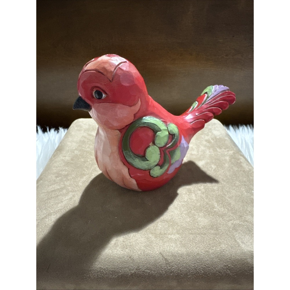 Jim Shore Heartwood Creek Red Floral Bird In Fine Feather Cardinal Bird Figurine